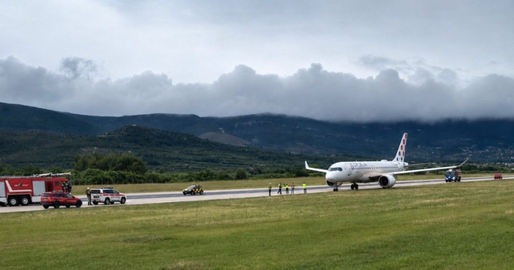 Incident pe aeroportul din Split: Airbus A220 derapează de pe pistă în timpul decolării