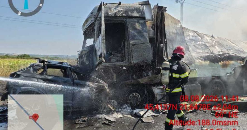 Tragedie rutieră în Caraș-Severin: Un accident devastator între o mașină și un TIR lasă o victimă și întrebări fără răspuns